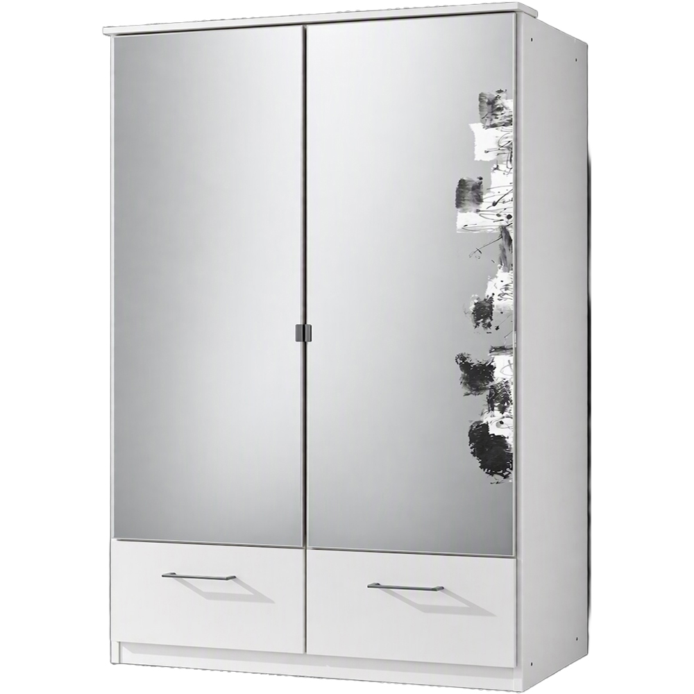 TJ'S Sligo 2 Door 2 Drawer White Mirrored Wardrobe Image 2