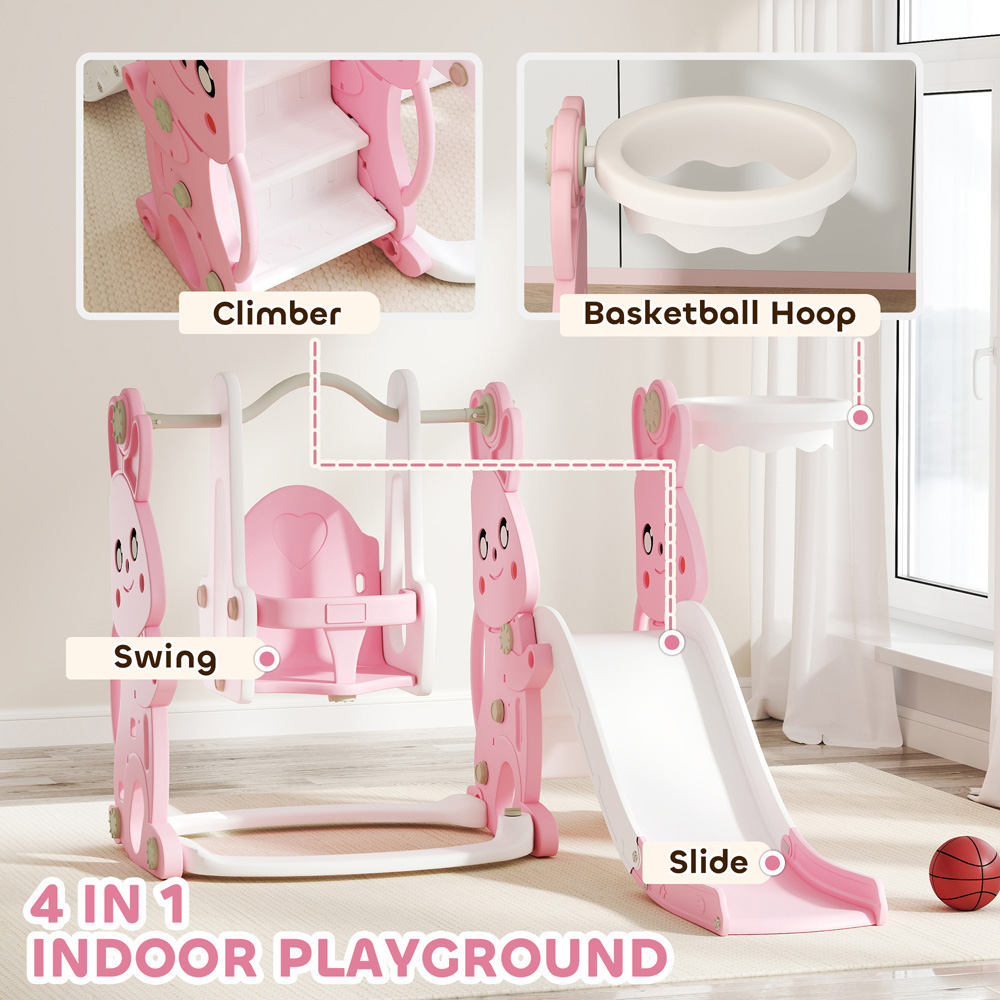 AIYAPLAY 4-in-1 Kids Pink Slide and Swing Set Image 8
