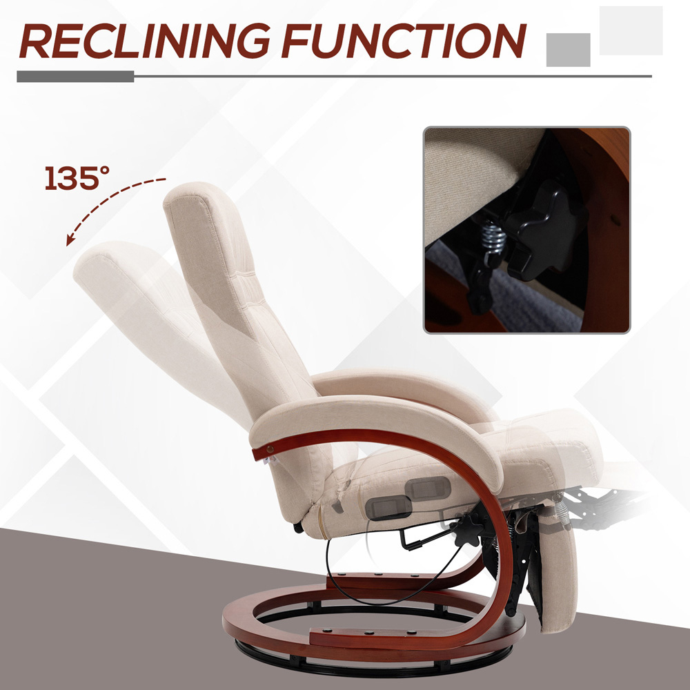 Portland Beige Swivel Manual Recliner Chair with Footrest Image 4