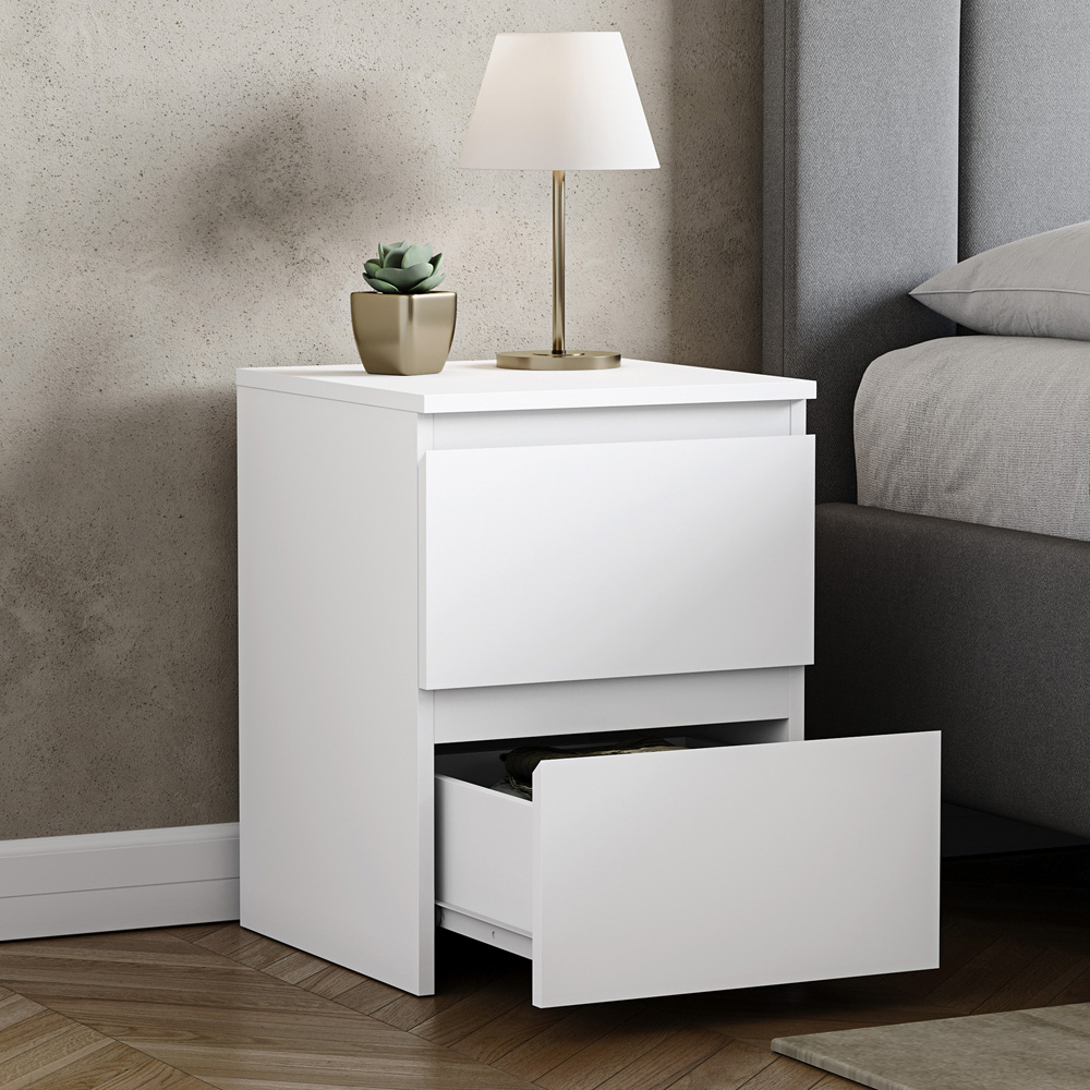 VIDA DESIGNS Denver 2 Drawer White Bedside Table Image 4