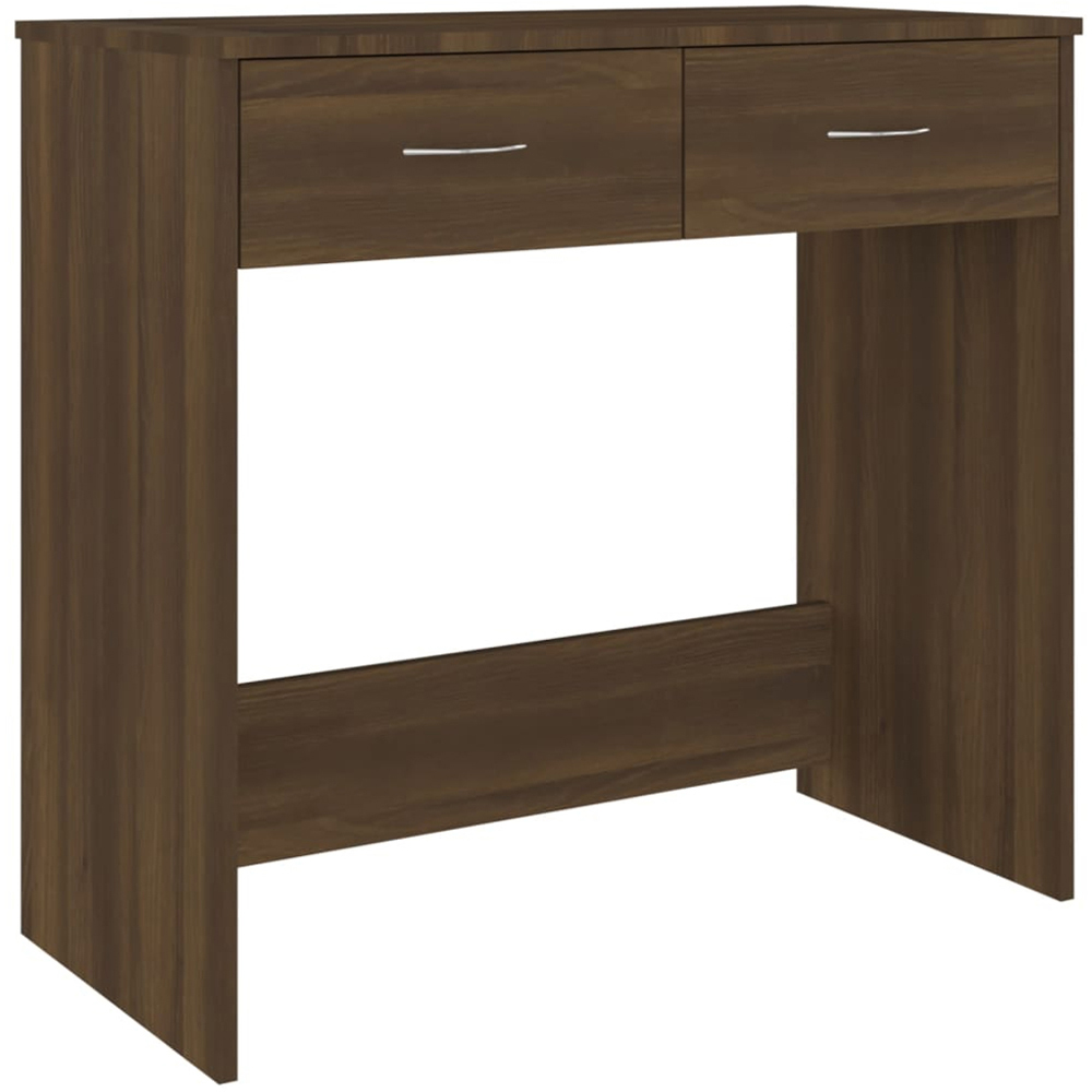 vidaXL 2 Drawer Study Desk Brown Oak Image 2