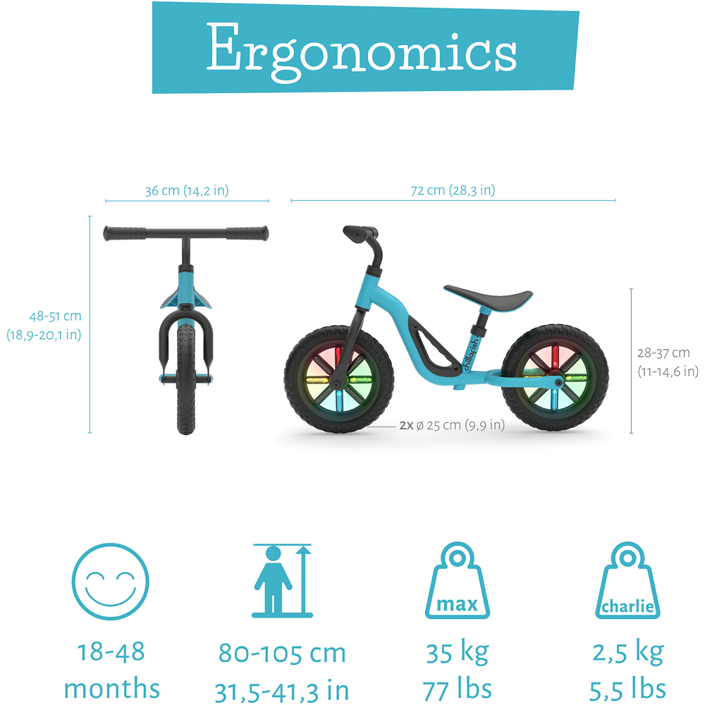 Chillafish Charlie 10 inch Sky Blue Toddler Balance Bike Image 9