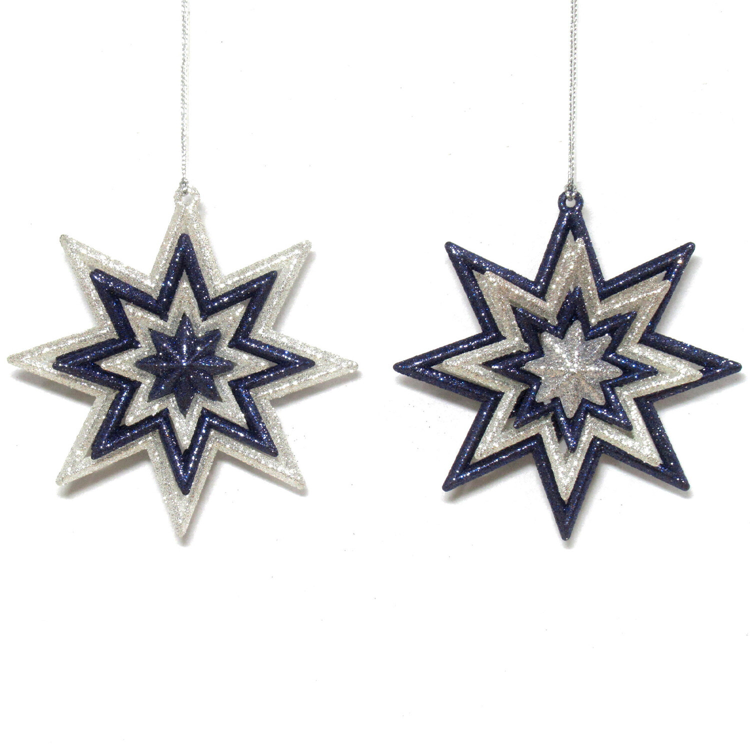 Silver and Blue Glittered Stars Image