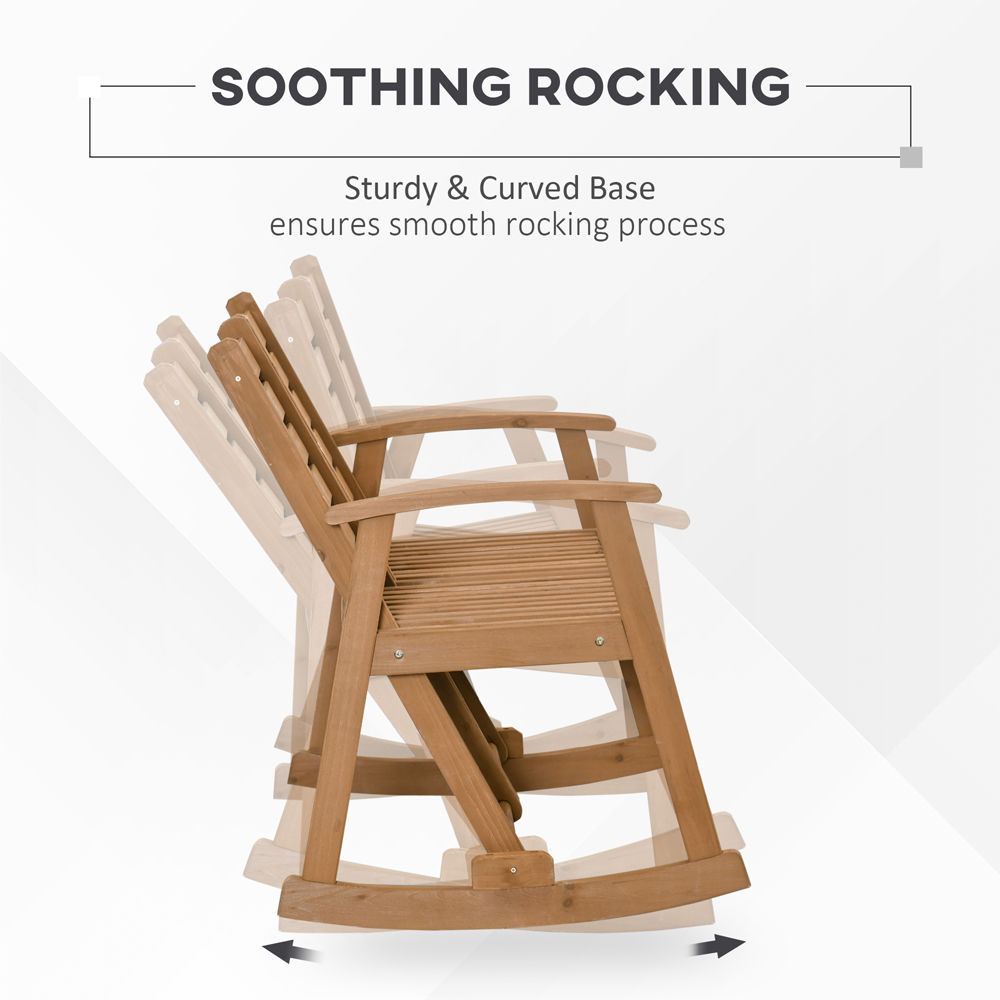 Outsunny 2 Seater Wooden Adjustable Backrest Rocking Bench Image 6