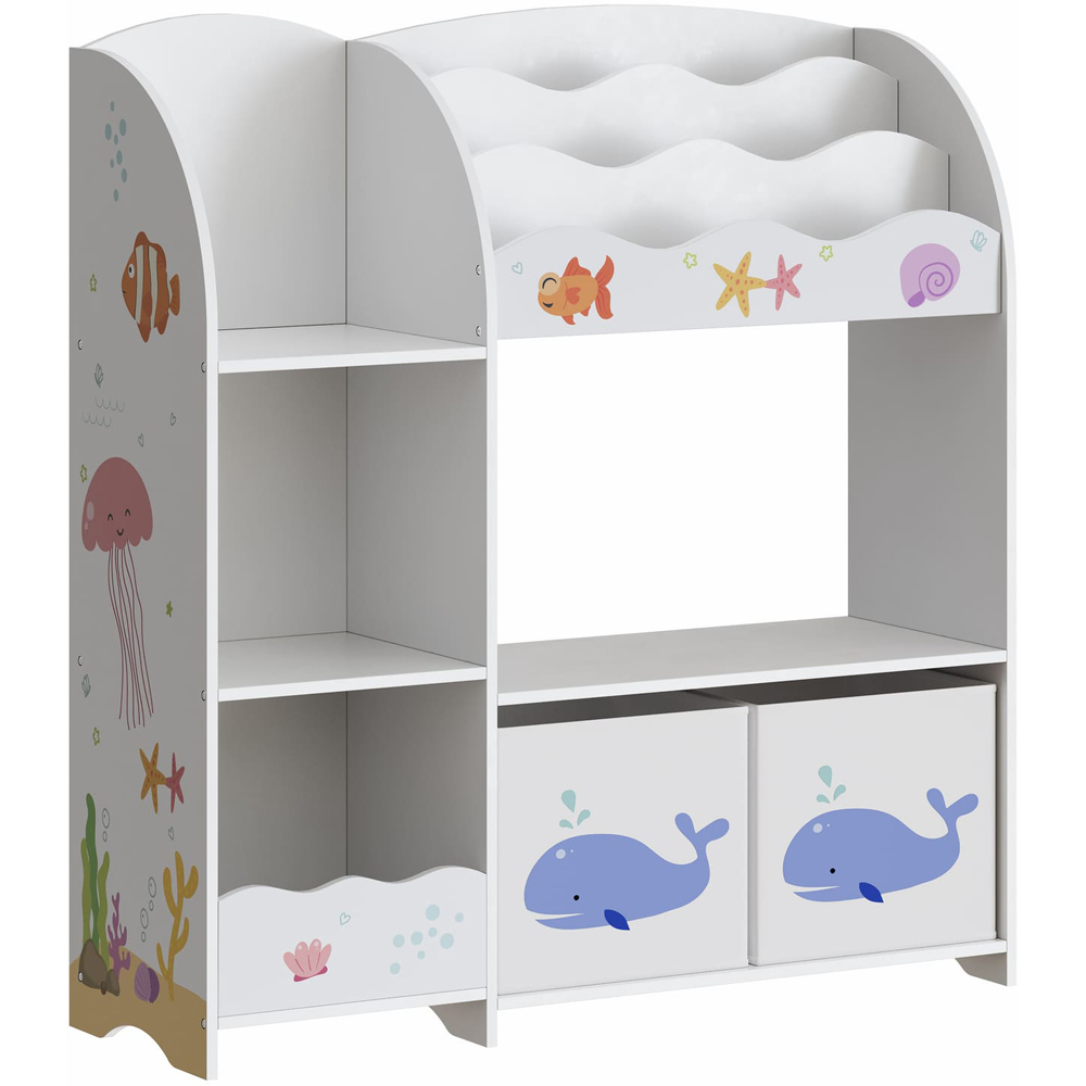 Home Source Anya 2 Fabric Drawer 7 Shelf Multicolour Sealife Animal Kids Toy Organiser Image 2