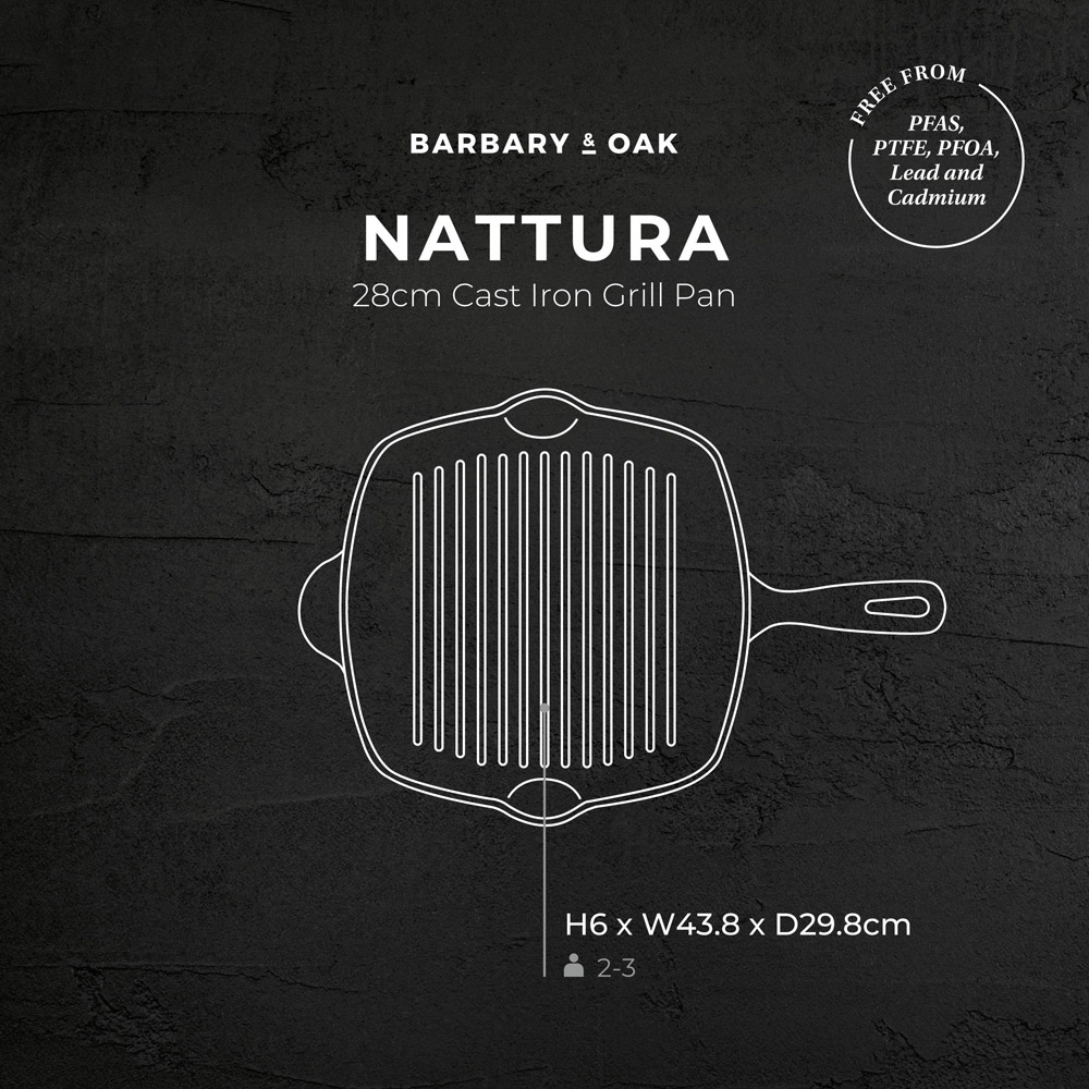 Barbary & Oak Nattura 28cm Cashmere Cast Iron Grill Pan Image 9
