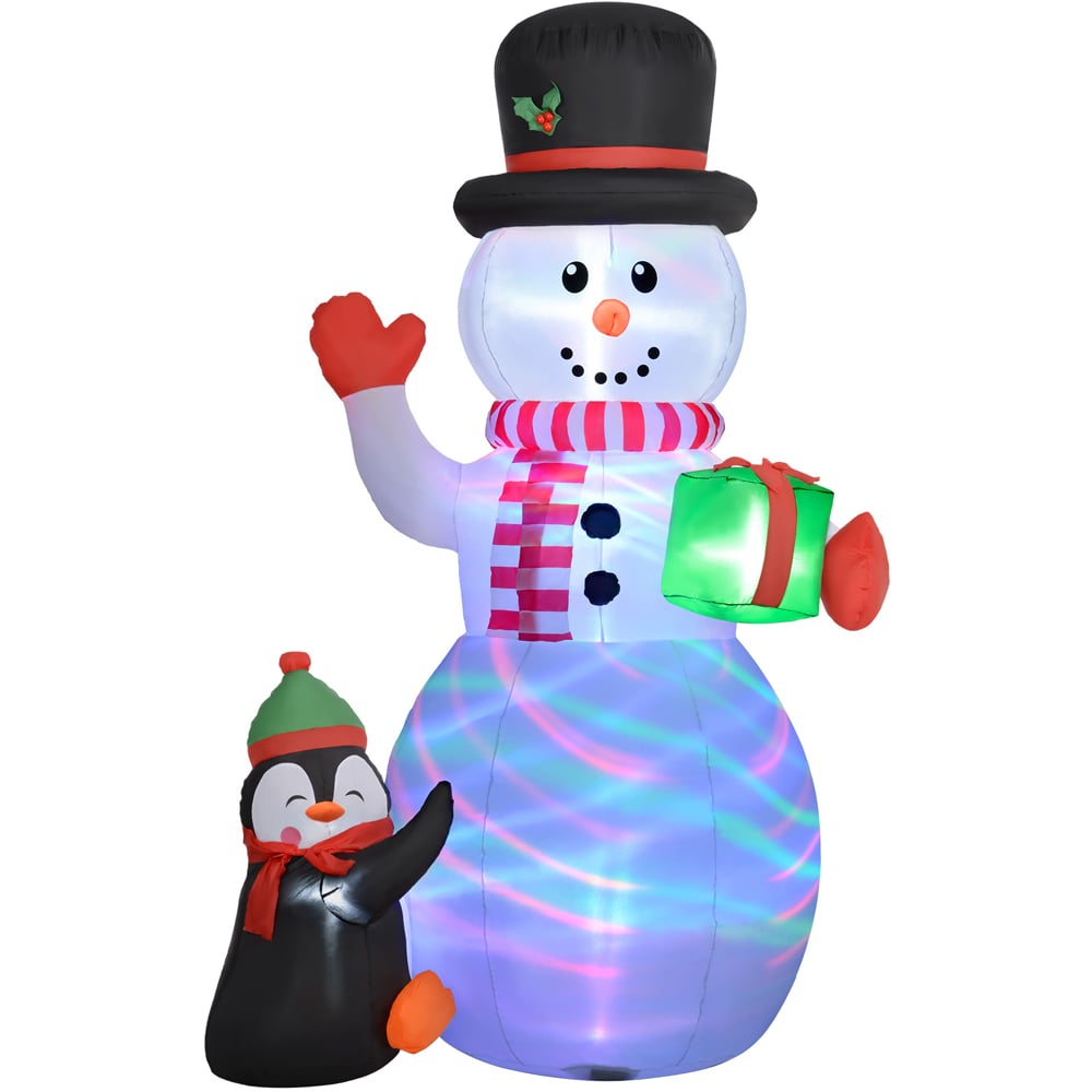 Everglow LED Inflatable Snowman Holding Gift Box with Penguin Christmas Decoration 8ft Image 2