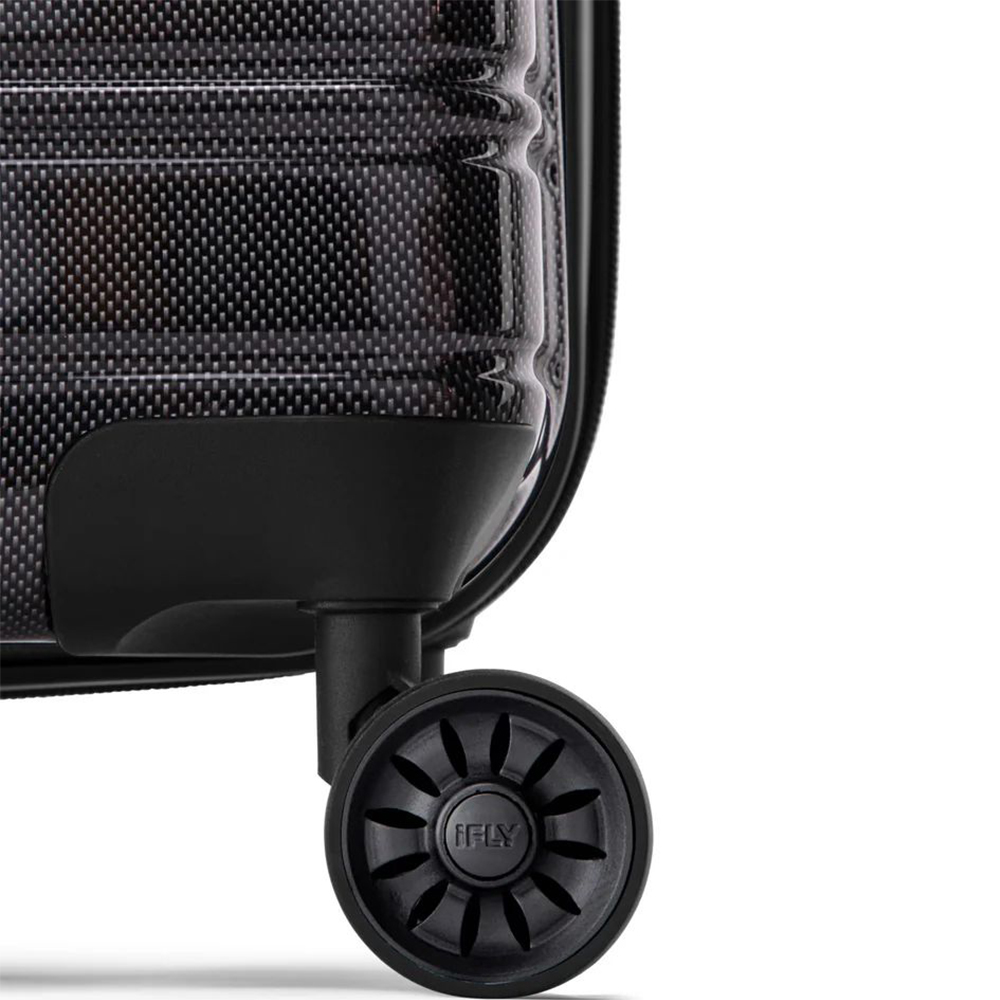 iFLY Large Jet Black Fibertech Hard Shell Spinner Travel Suitcase Image 3