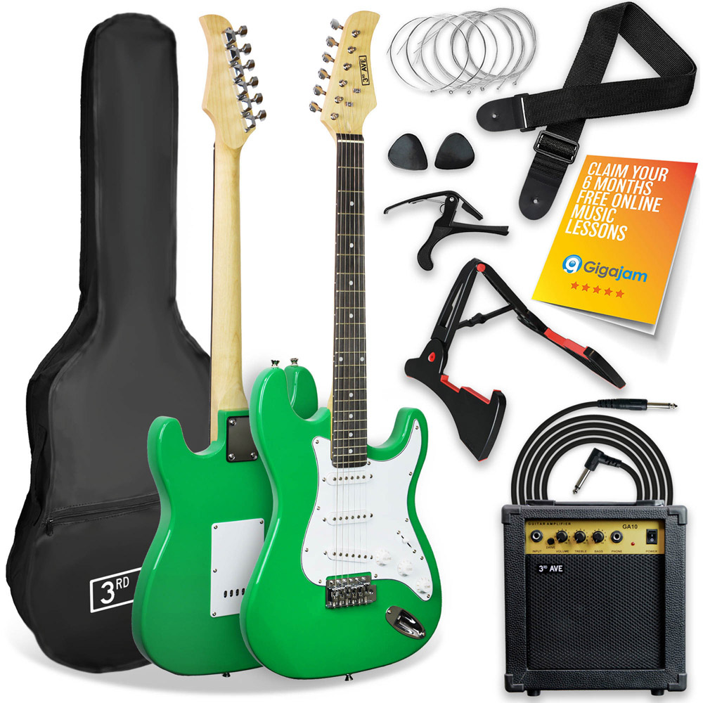 3rd Avenue Green Full Size Electric Guitar Set Image 1