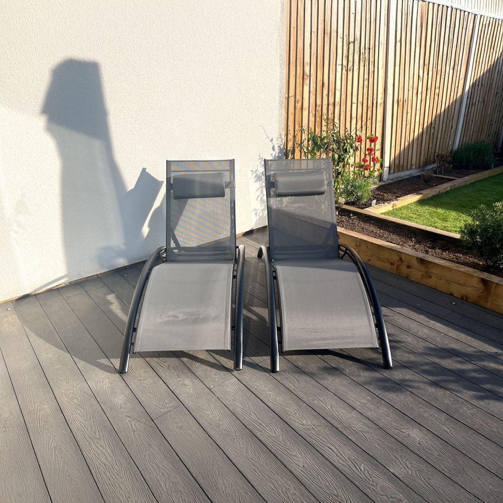 Outdoor Living Bali Set of 2 Grey Sun Loungers Image 8