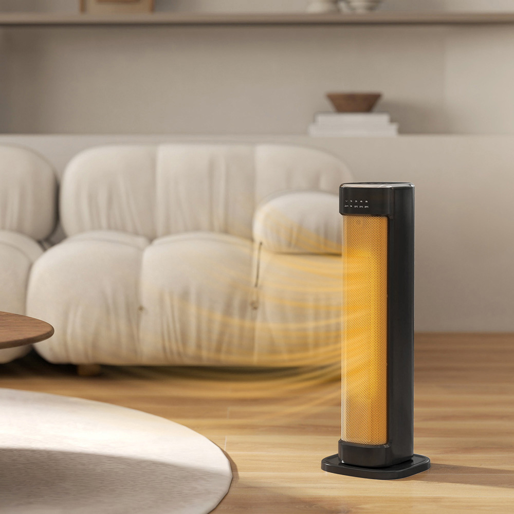 HOMCOM Black Ceramic Electric Fan Space Heater with Timer 2000W Image 3