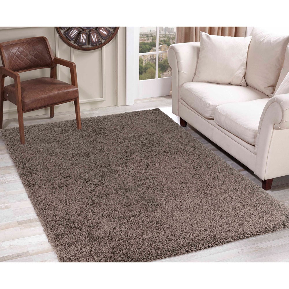 Desire Rugs Oxford Taupe Plain Shaggy Rug 120 x 170cm Image 4