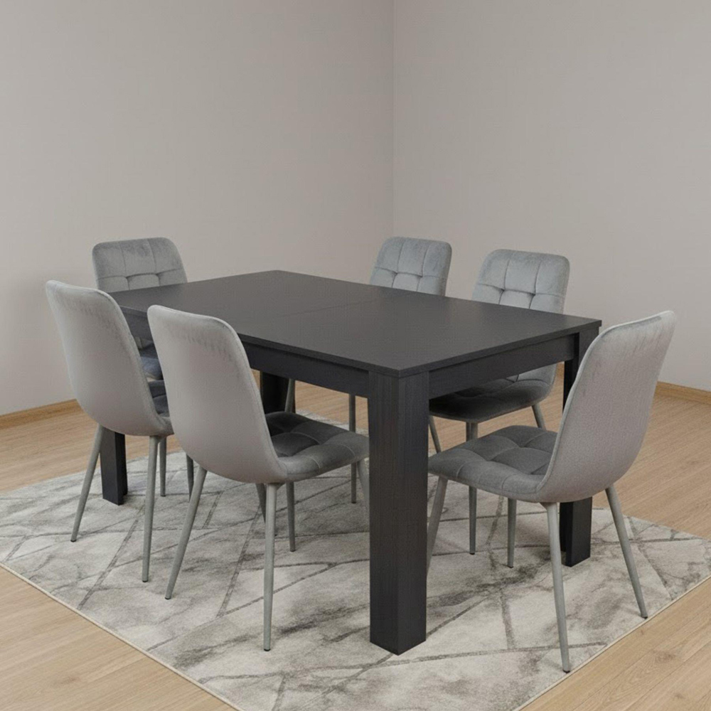 Kosy Koala Arrow 6 Seater Velvet Dining Table Grey and Charcoal Image 4