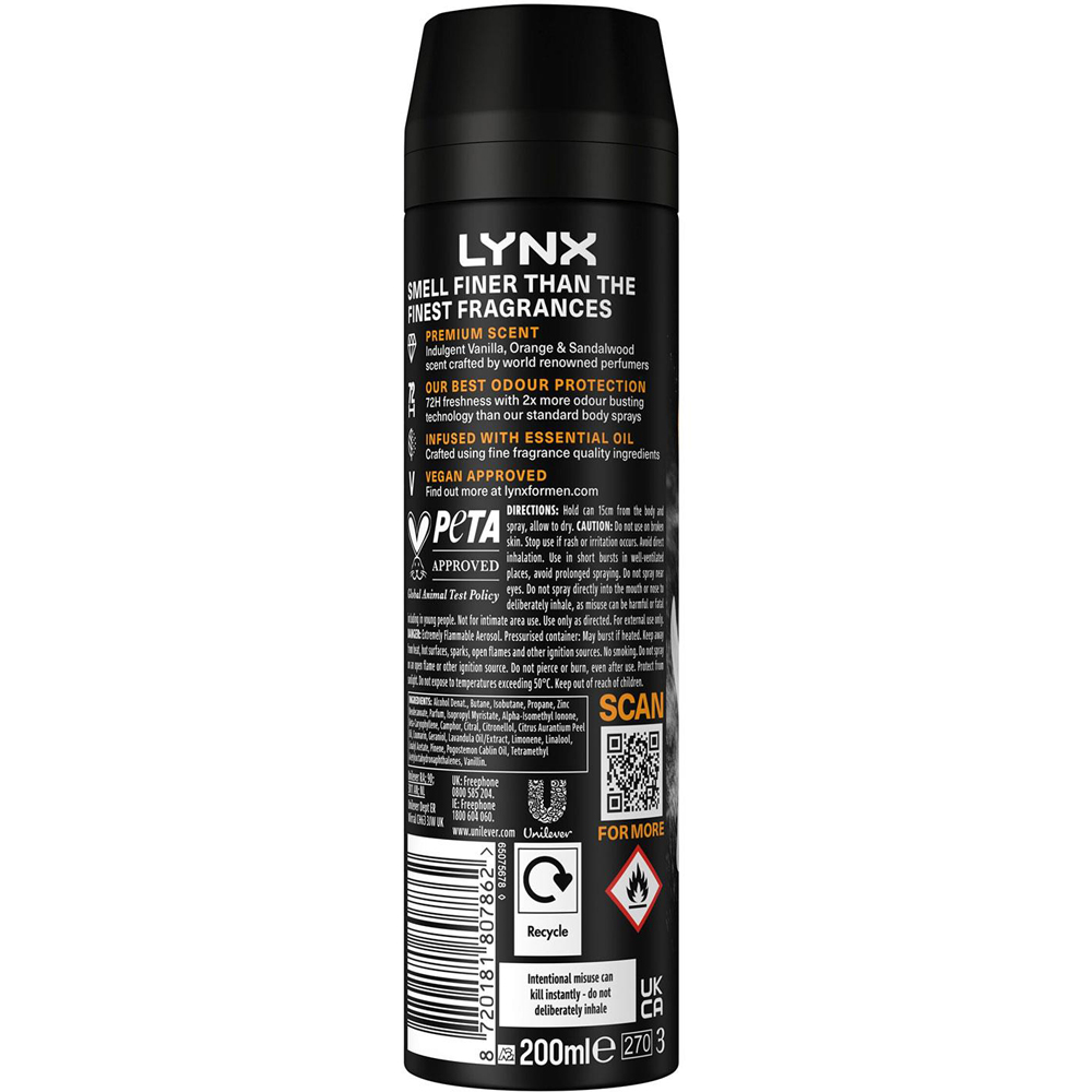 Lynx Fine Fragrance Black Vanilla Body Spray Deodorant 200ml 6 Pack Image 8