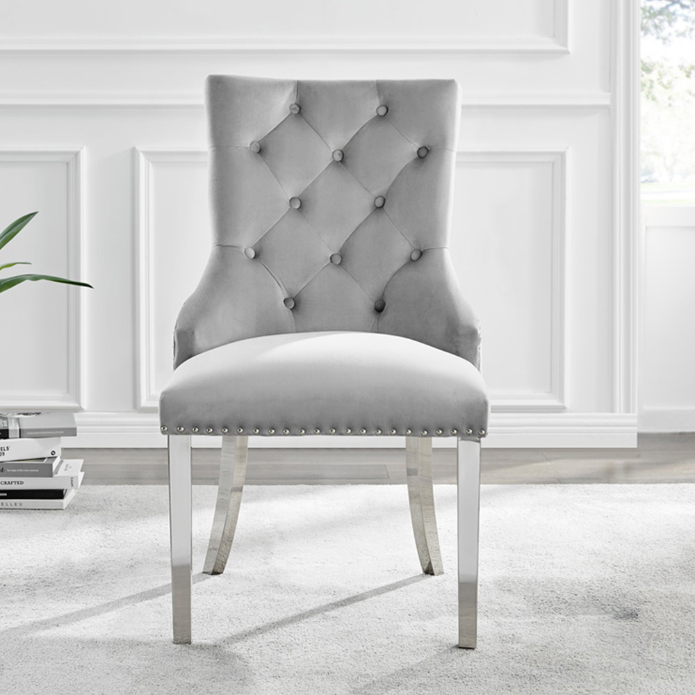 Furniturebox Molini Kensington 6 Seater Dining Set Black Gloss and Grey Image 3