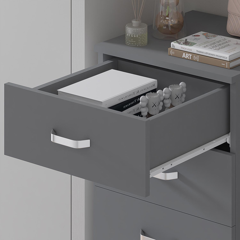 FWStyle Tunis Matt Grey 5 Drawer Slim Chest Image 4