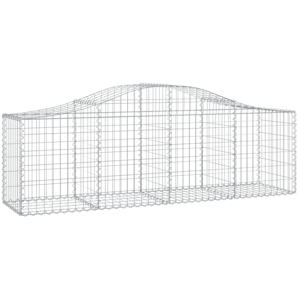 vidaXL Silver Galvanised Iron Arched Gabion Basket 200 x 50 x 60/80cm Image 1