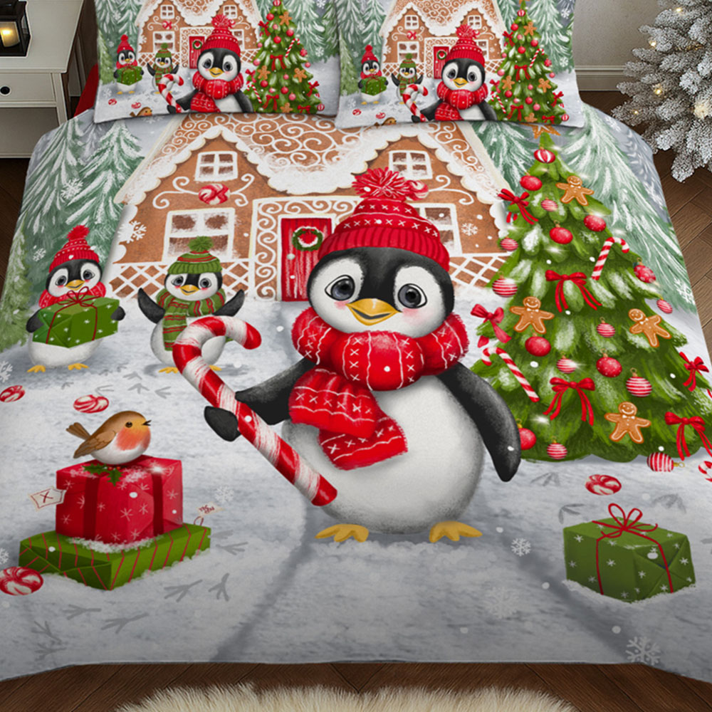 Velosso Double Multicolour Penguin Candy Panel Duvet Set Image 3