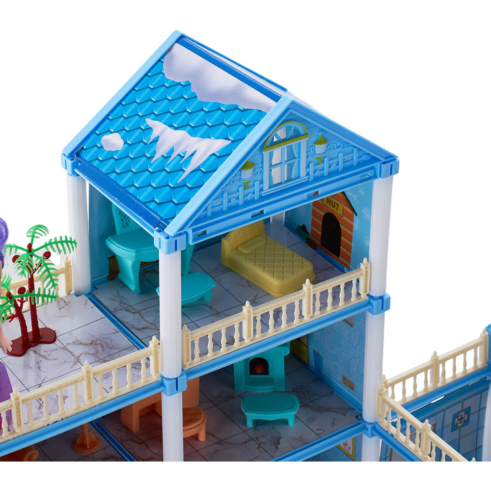 H&O Direct 249 Piece Kids Pink 4 Storey Dollhouse Playset with Furniture Image 4