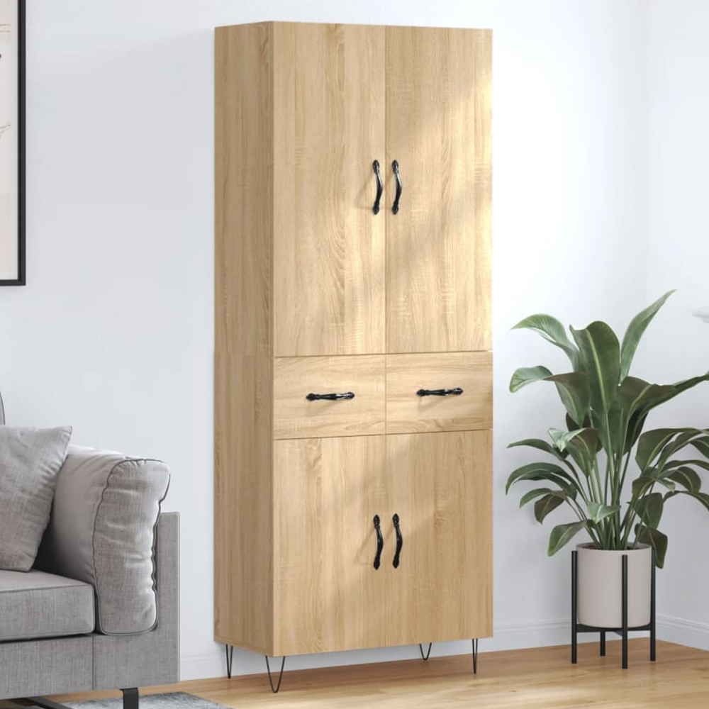 vidaXL 4 Door 2 Drawer Sonoma Oak Highboard Image 1