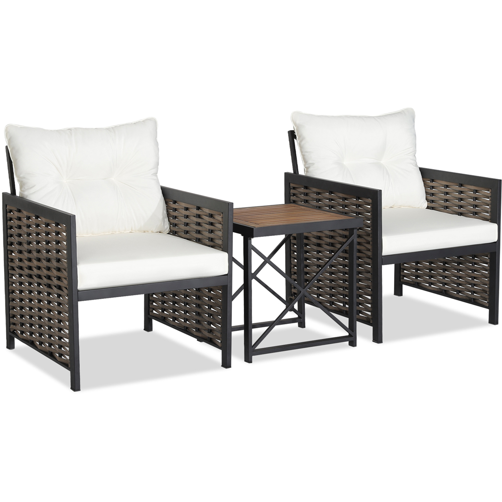 Costway 2 Seater Rattan Patio Bistro Set White Image 2
