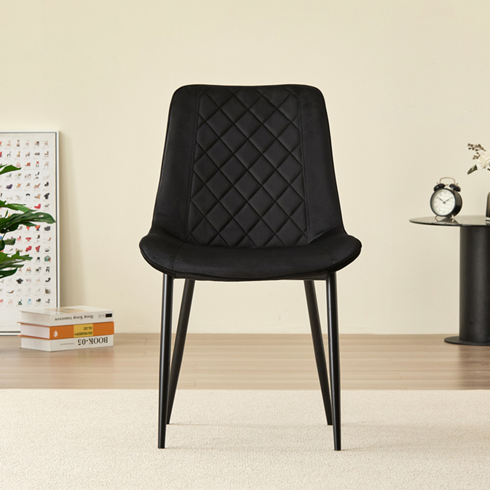 Indoor Living Amelia Set of 2 Black Velvet Dining Chair Image 3