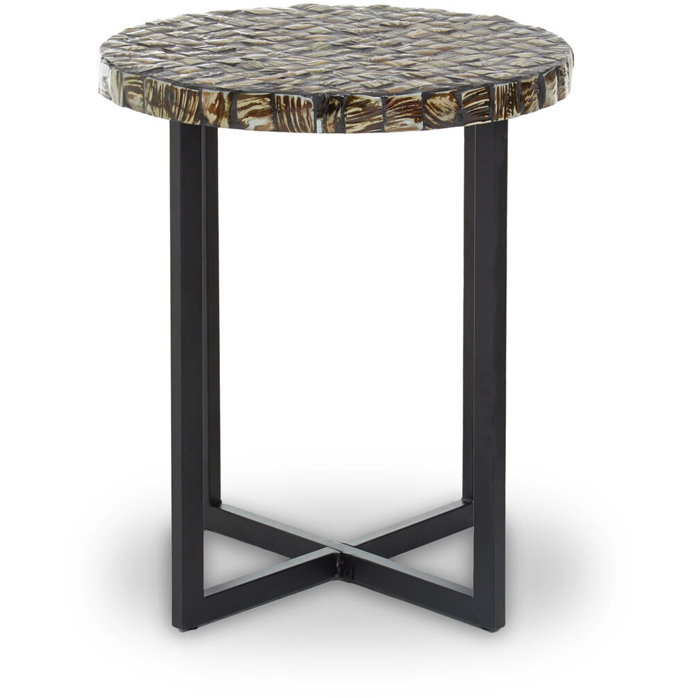 Premier Housewares Handcrafted Shell Detail Round Side Table Image 3
