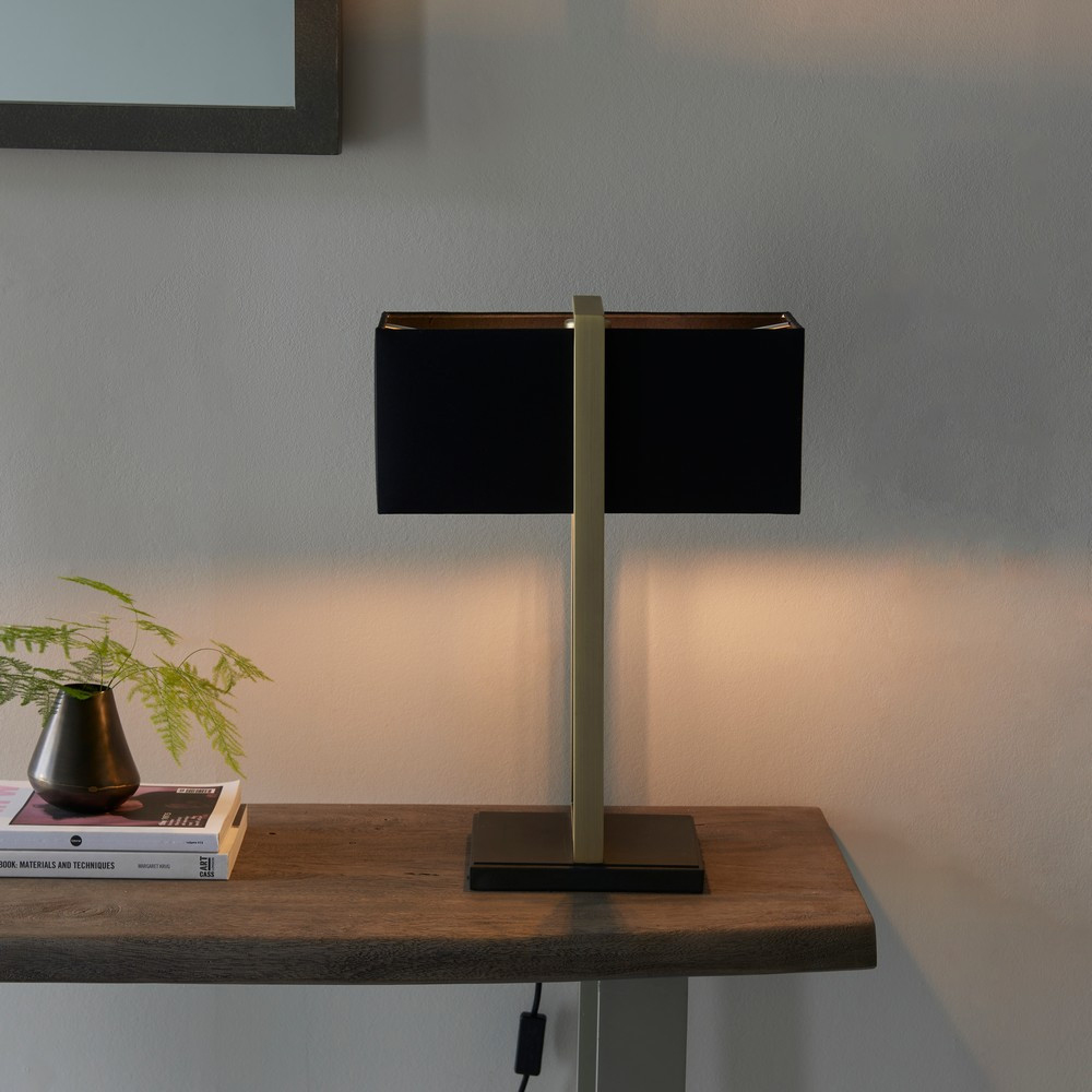 Merano Livigno Matt Black Antique Brass Table Lamp Image 6