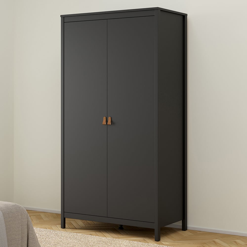 Florence Barcelona 2 Door Matt Black Wardrobe Image 1