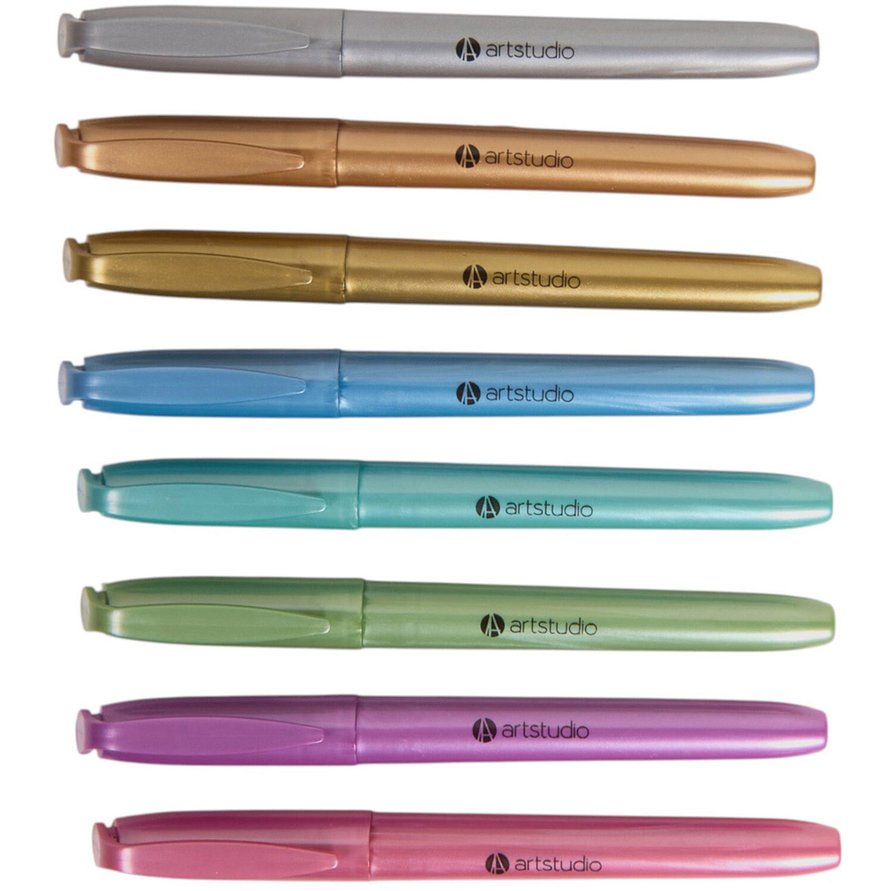 Pack of 8 Metallic Brush Markers Image 3