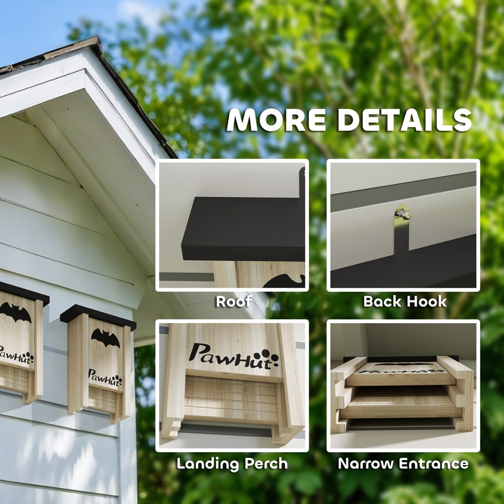 PawHut 18 x 6 x 22.5cm 3 Piece Bat Boxes Image 6