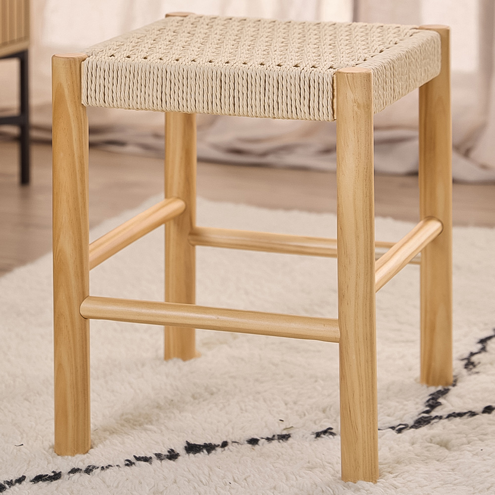 Florence Alvin Off White Weaved Stool Image 1