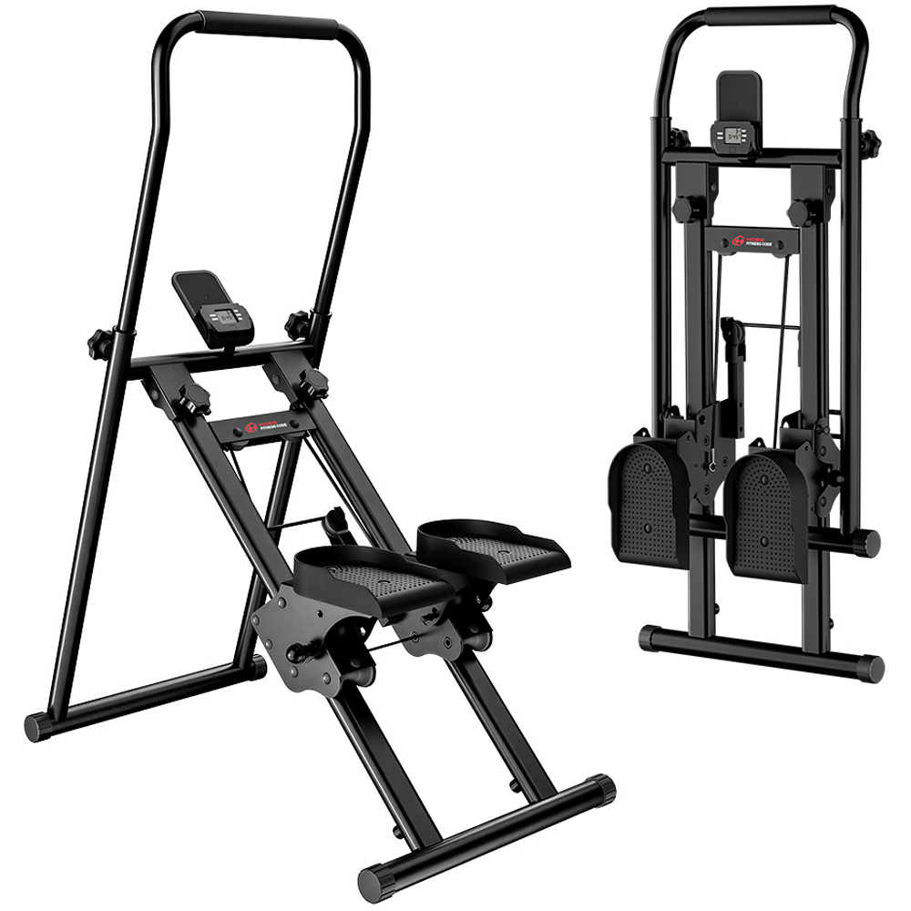 Rattrix Black Adjustable Stair Stepper Machine with LCD Monitor Image 3