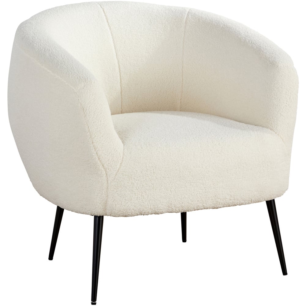 Home Source Elko Back White Faux Fur Round Accent Chair Image 2