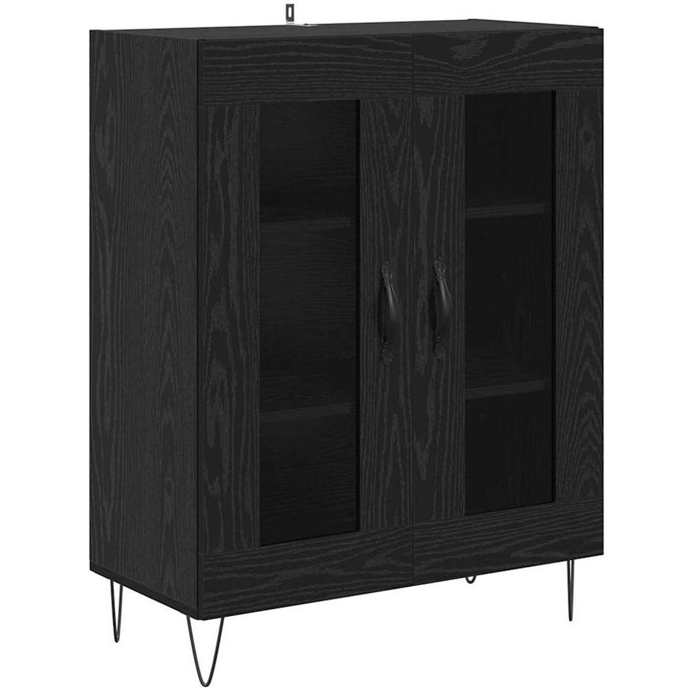 vidaXL 4 Glass Door Black Oak Sideboard Image 6