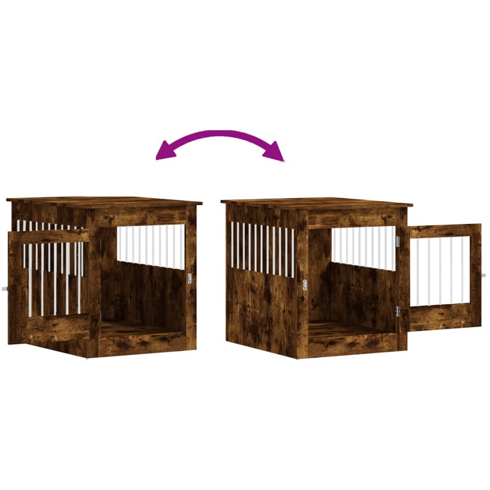 vidaXL Smoked Oak Processed Wood Dog Crate Furniture 64.5 x 80 x 71cm Image 9