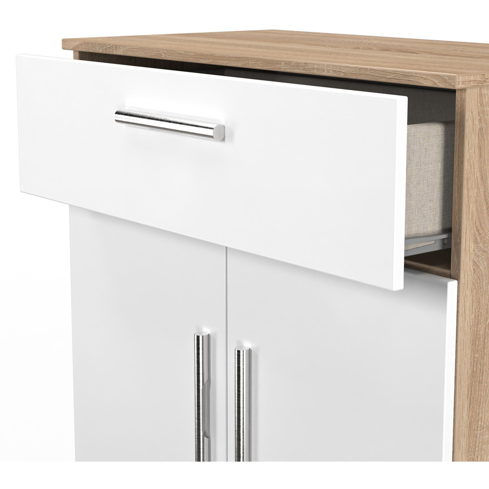 Crowndale Contrast 2 Door Single Drawer White Matt and Bardolino Oak Sideboard Ready Assembled Image 7