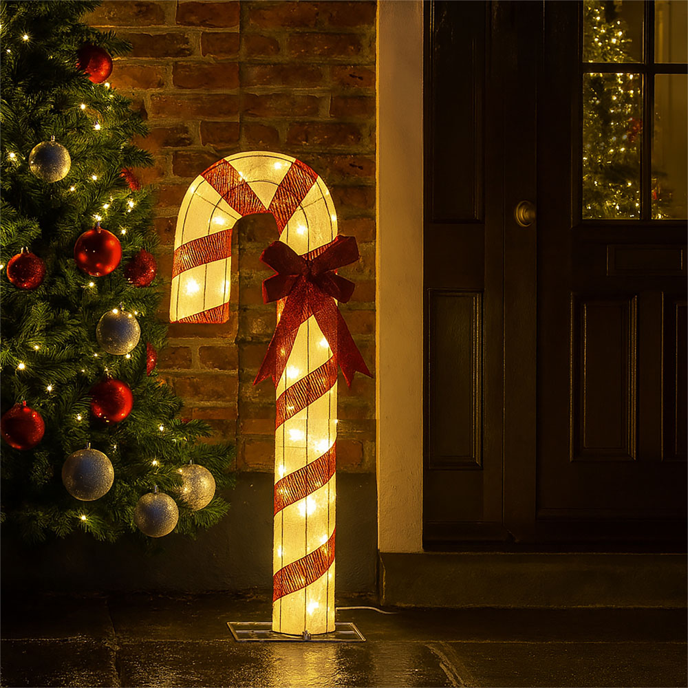 Xmas Haus 50 Warm White LED Fabric Candy Cane 4ft Image 2