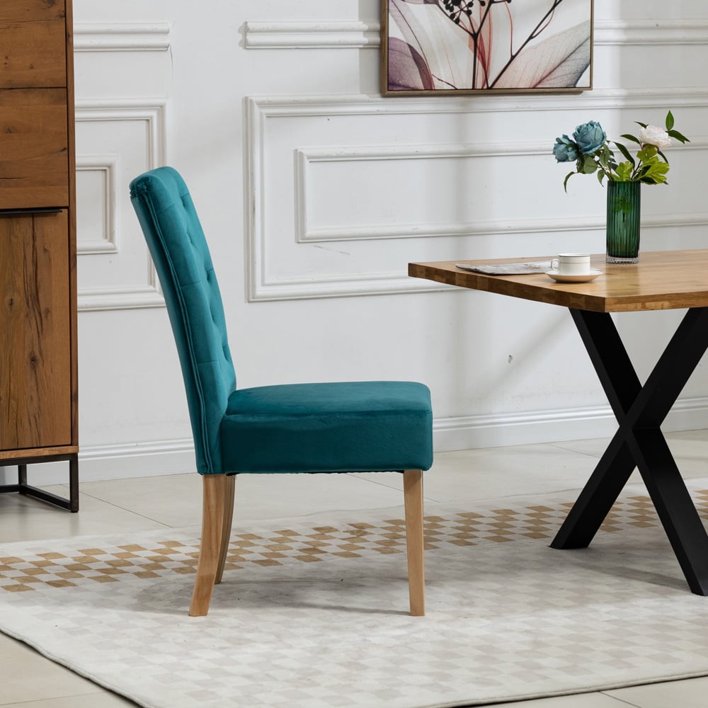 Artemis Home Pienza Set of 2 Teal Velvet Dining Chairs Image 4