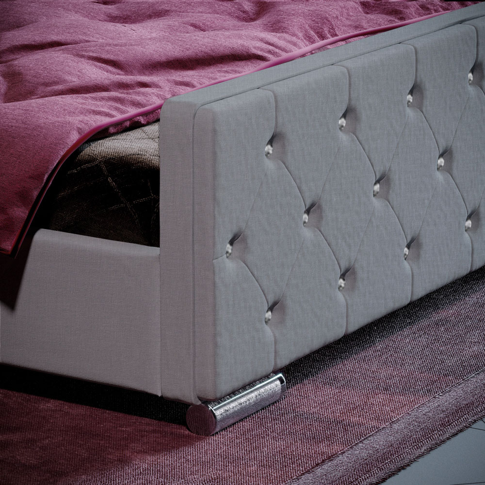 Vida Designs Arabella King Size Light Grey Linen Bed Frame Image 4