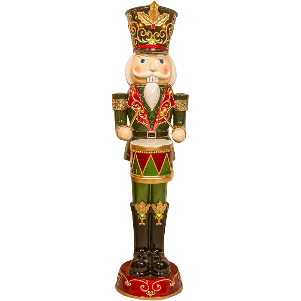 The Christmas Centre Red and Green LED Lights Traditional Nutcracker Soldier Drummer 4ft Image 1