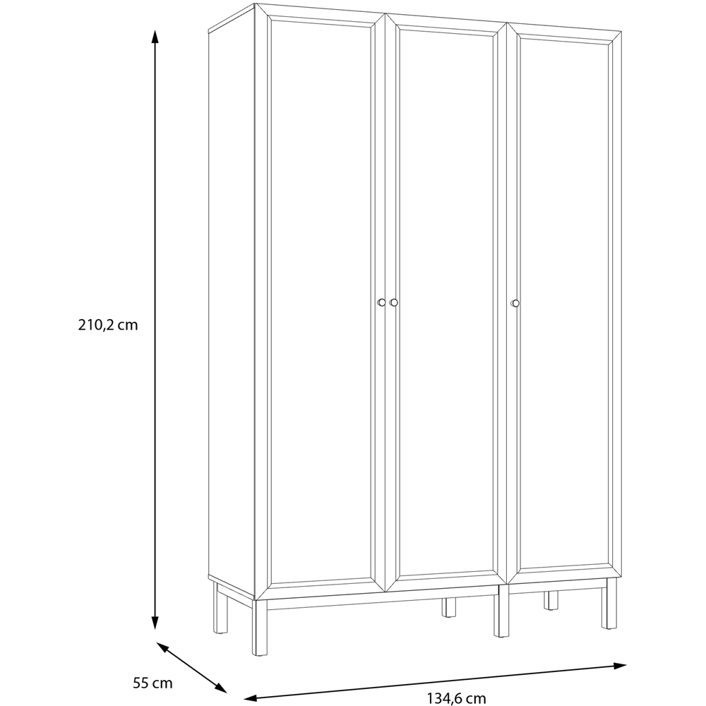 Florence Wensley 3 Door Light Grey and Oak Wardrobe Image 8