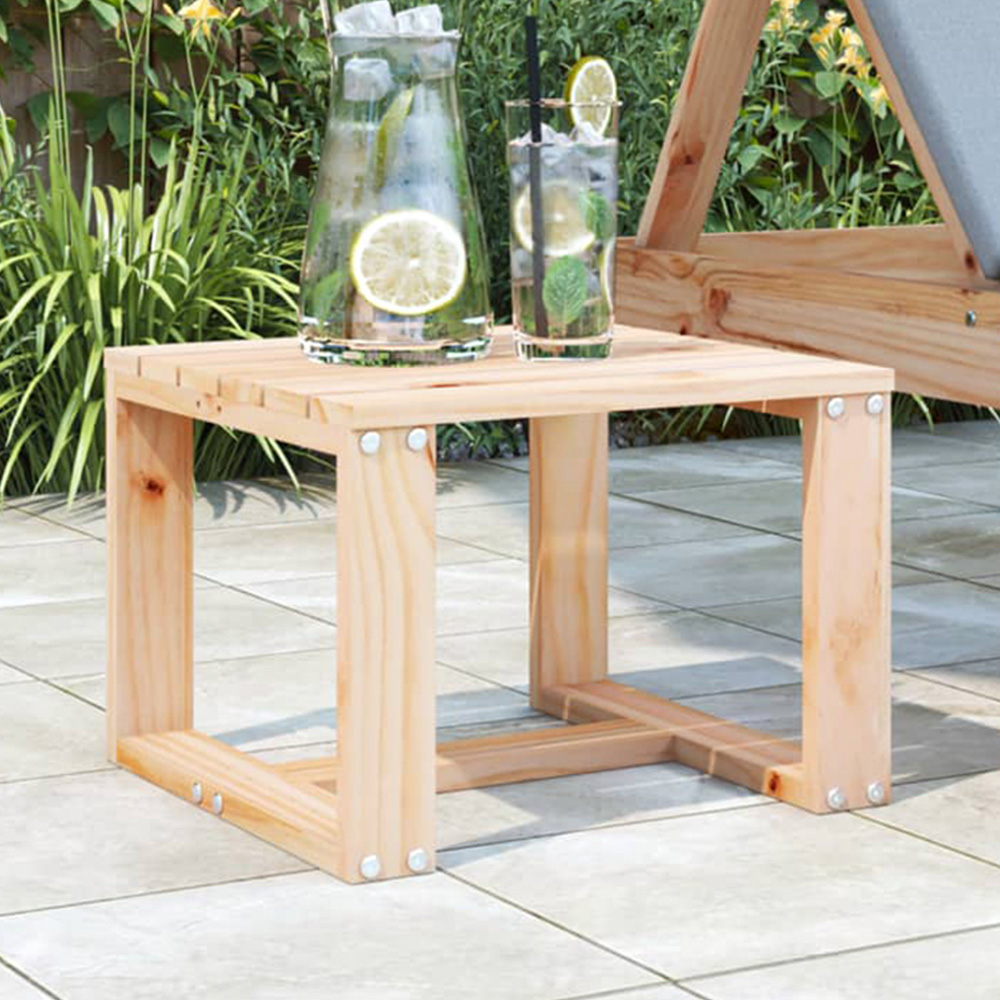 vidaXL Natural Solid Pine Wood Slatted Garden Side Table Image 1