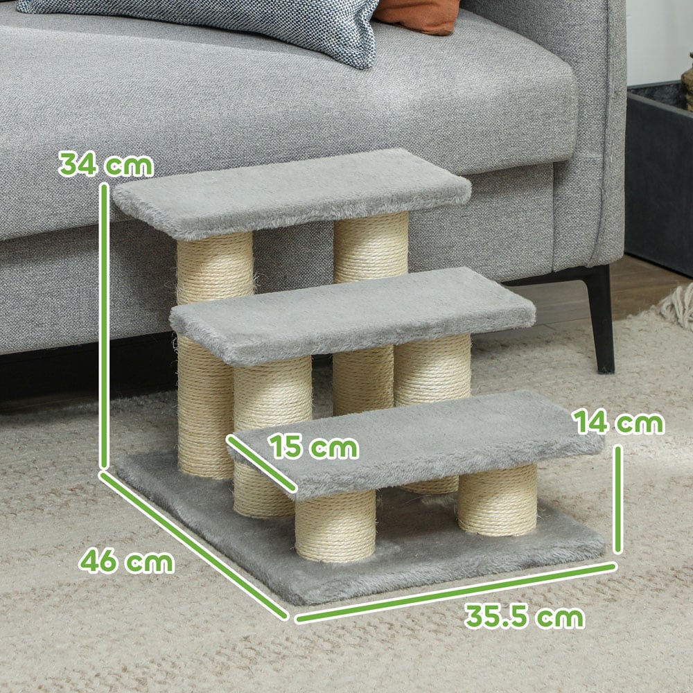 PawHut 3 Stair Lightweight Cat Steps Image 9