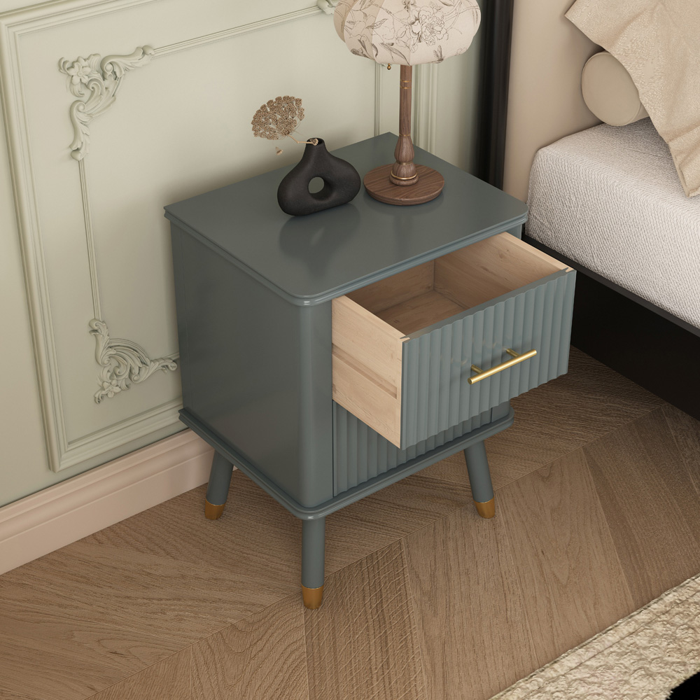 Cozzano 2 Drawer Grey Bedside Table Image 8