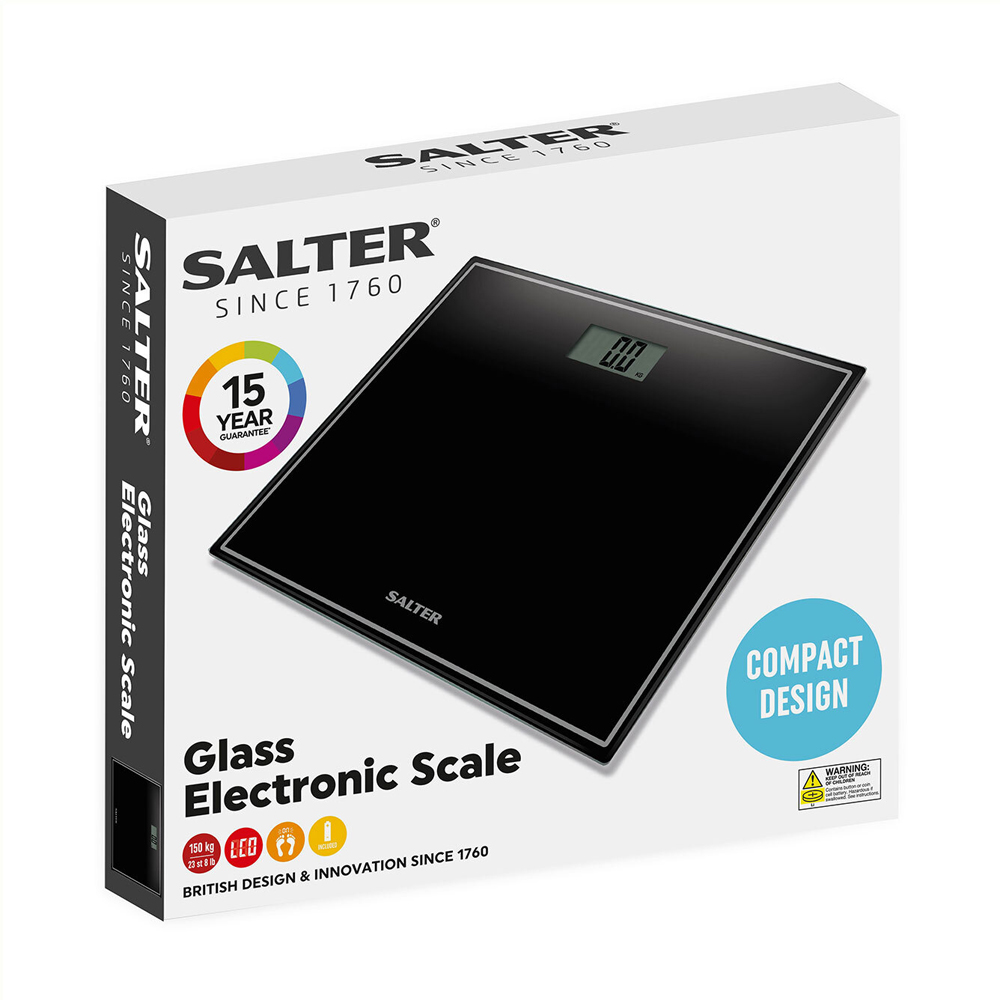 Salter Glass Compact Design Electronic Scale Black Image 3