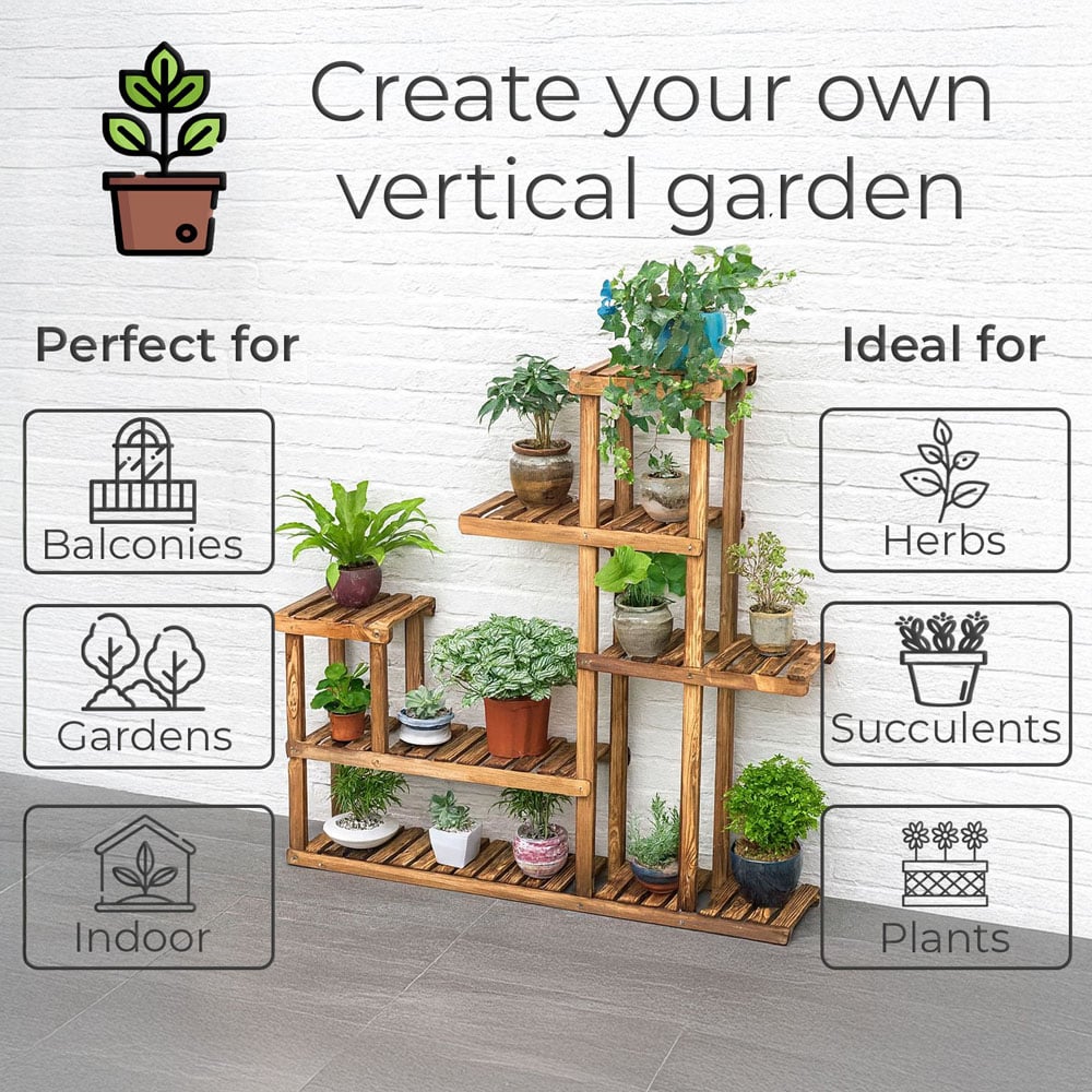 Neo 6 Tier Wooden Indoor and Outdoor Plant Stand Image 6