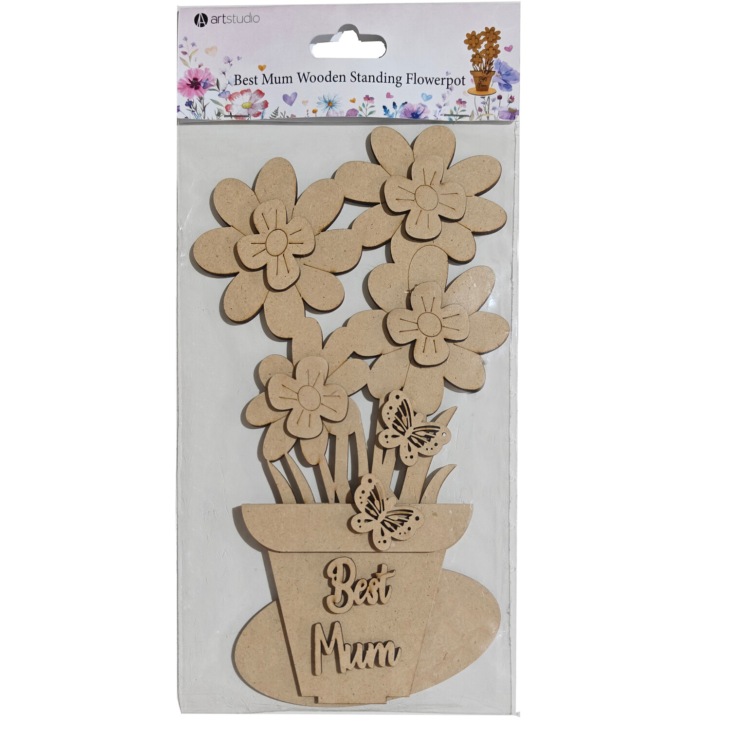 Best Mum Wooden Standing Flowerpot Brown Image 2
