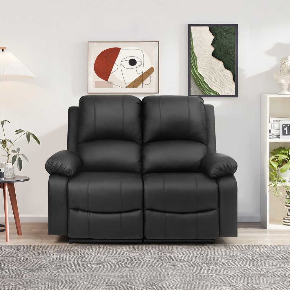 Comfy Living 2 Seater Black PU Leather Electric Recliner Sofa Image 6