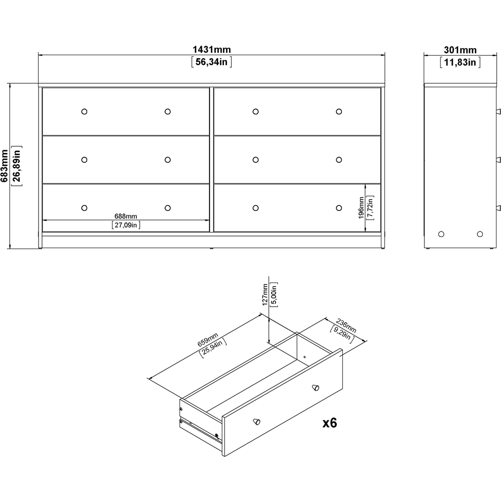 Furniture To Go May 6 Drawer White Chest of Drawers Image 9